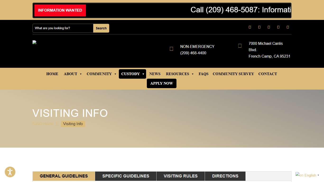 Visiting Info San Joaquin County Sheriff's Office